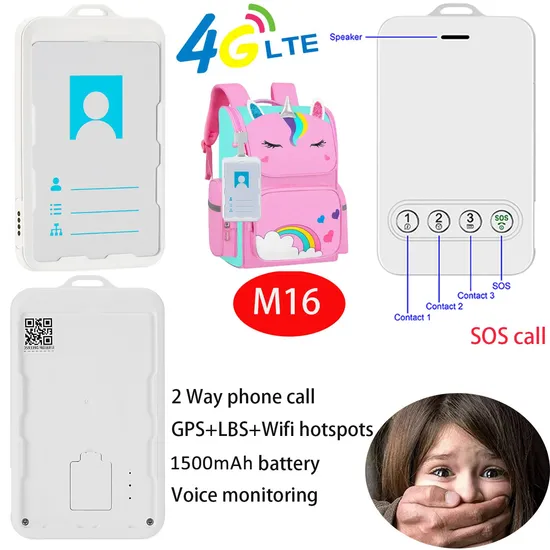 Китайский производитель, оптовое студенческое устройство слежения 4G, ID-карта, GPS-трекер для школьников, офисных сотрудников, сотрудников завода M16